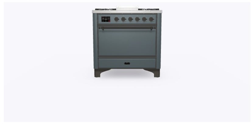 Ilve UM09FDQNS3BGB 36" Dual Fuel Freestanding Range w/ 6 Sealed Burne...