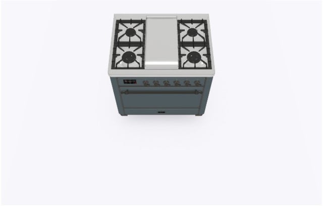 Ilve UM09FDQNS3BGB 36" Dual Fuel Freestanding Range w/ 6 Sealed Burne...