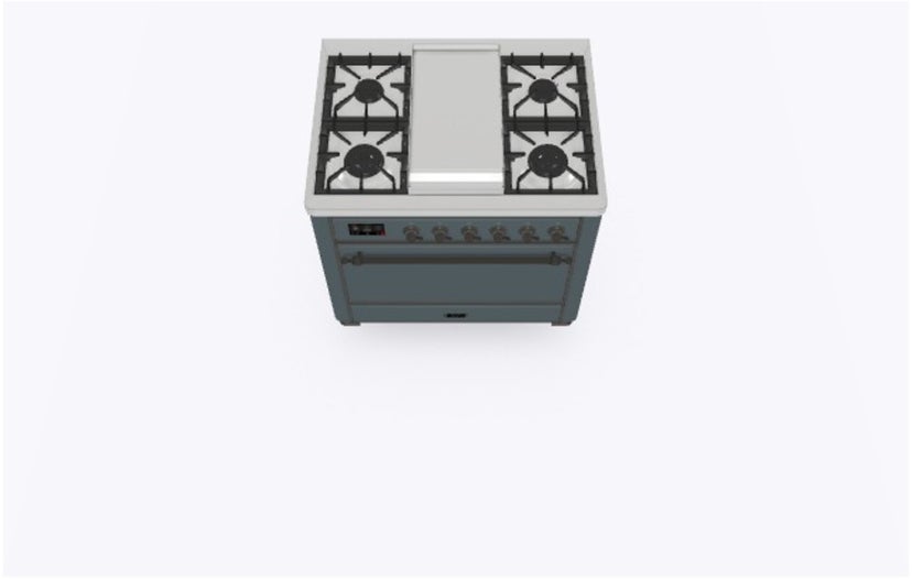 Ilve UM09FDQNS3BGB 36" Dual Fuel Freestanding Range w/ 6 Sealed Burne...