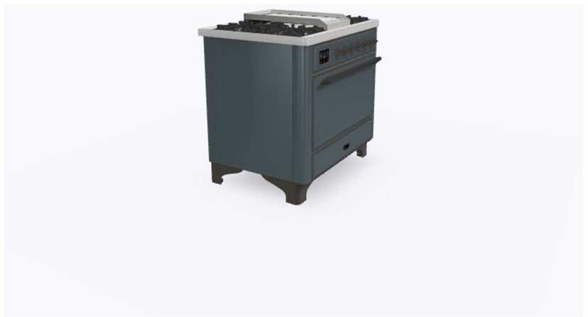Ilve UM09FDQNS3BGB 36" Dual Fuel Freestanding Range w/ 6 Sealed Burne...