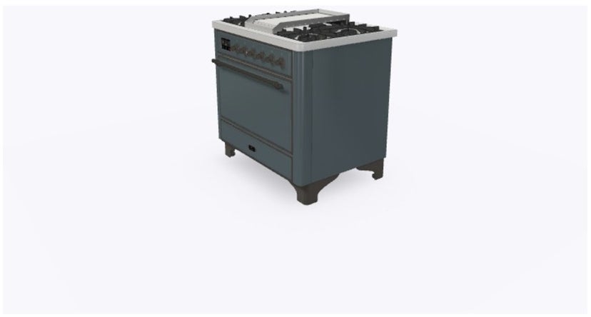 Ilve UM09FDQNS3BGB 36" Dual Fuel Freestanding Range w/ 6 Sealed Burne...