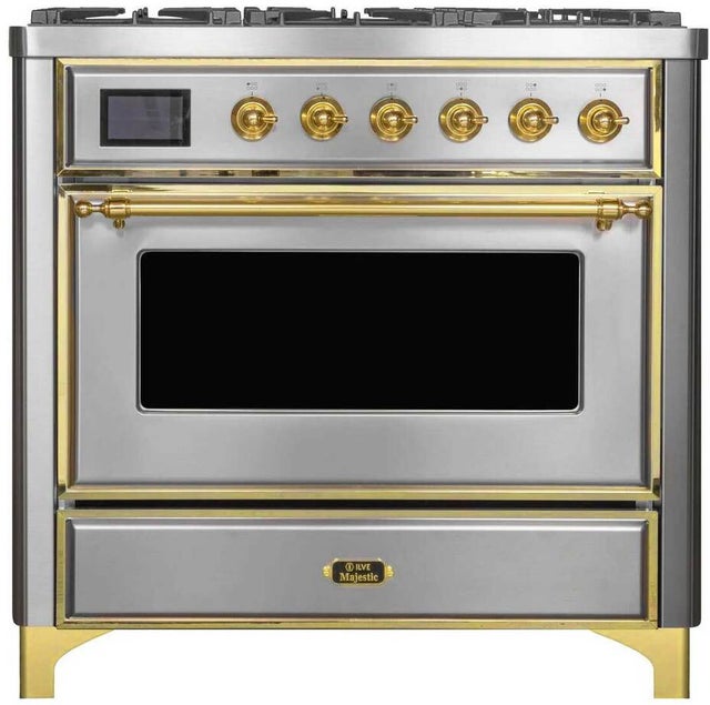 Ilve UM09FDNS3SSGLP 36" Dual Fuel Freestanding Range w/ 6 Sealed Burne...