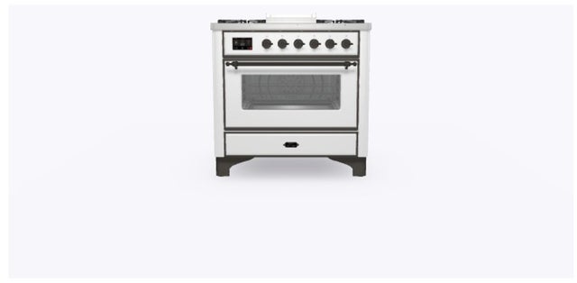 Ilve UM09FDNS3WHBLP 36" Dual Fuel Freestanding Range w/ 6 Sealed Burne...