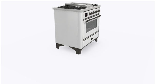 Ilve UM09FDNS3WHBLP 36" Dual Fuel Freestanding Range w/ 6 Sealed Burne...