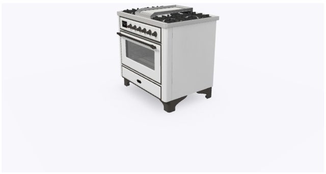 Ilve UM09FDNS3WHBLP 36" Dual Fuel Freestanding Range w/ 6 Sealed Burne...