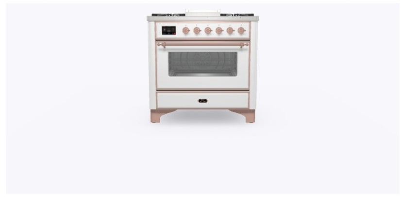 Ilve UM09FDNS3WHPLP 36" Dual Fuel Freestanding Range w/ 6 Sealed Burne...