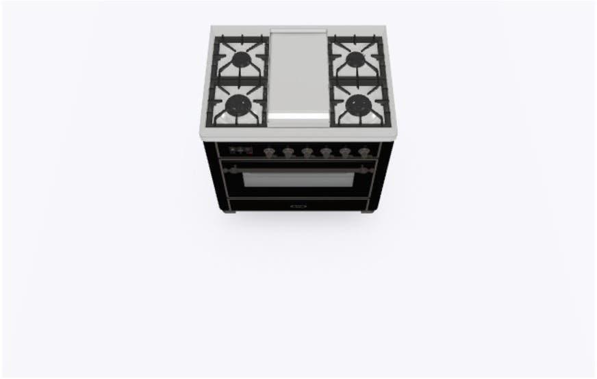 Ilve UM09FDNS3BKBLP Liquid Propane In Glossy Black W/ Bronze Trim