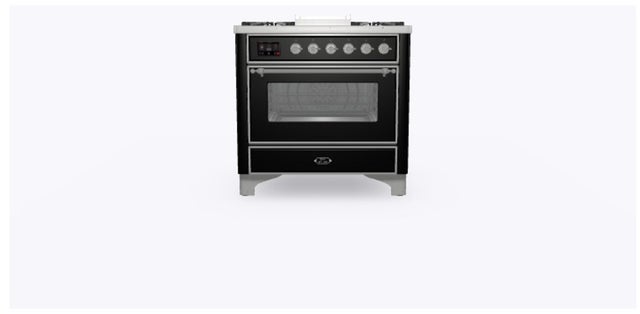 Ilve UM09FDNS3BKCLP 36" Dual Fuel Freestanding Range w/ 6 Sealed Burne...