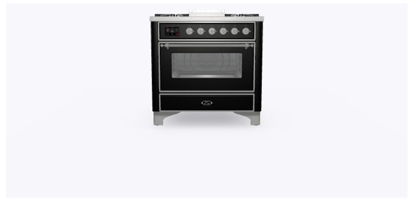 Ilve UM09FDNS3BKCLP 36" Dual Fuel Freestanding Range w/ 6 Sealed Burne...