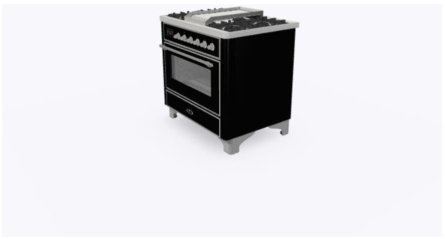 Ilve UM09FDNS3BKCLP Liquid Propane In Glossy Black W/ Chrome Trim