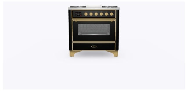 Ilve UM09FDNS3BKGLP 36" Dual Fuel Freestanding Range w/ 6 Sealed Burne...