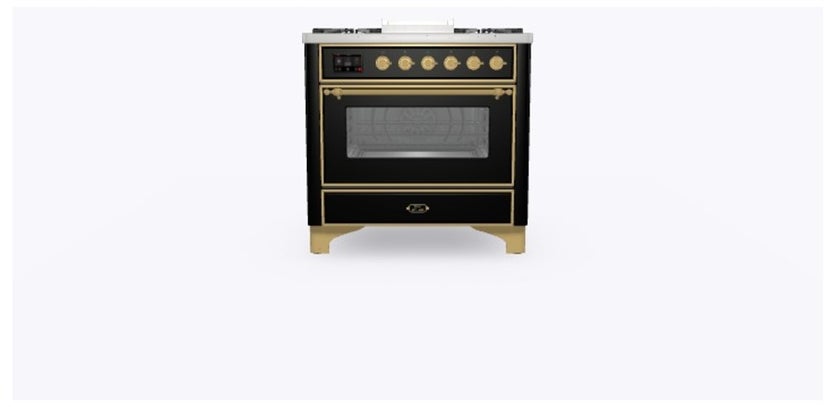 Ilve UM09FDNS3BKGLP 36" Dual Fuel Freestanding Range w/ 6 Sealed Burne...