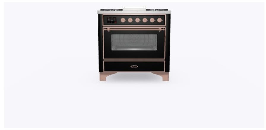 Ilve UM09FDNS3BKPLP Liquid Propane In Glossy Black W/ Copper Trim