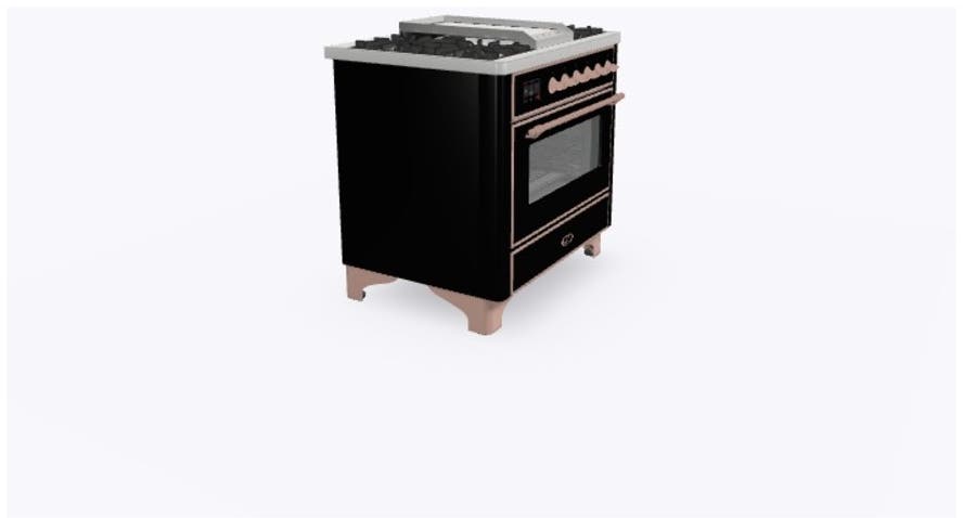 Ilve UM09FDNS3BKPLP Liquid Propane In Glossy Black W/ Copper Trim