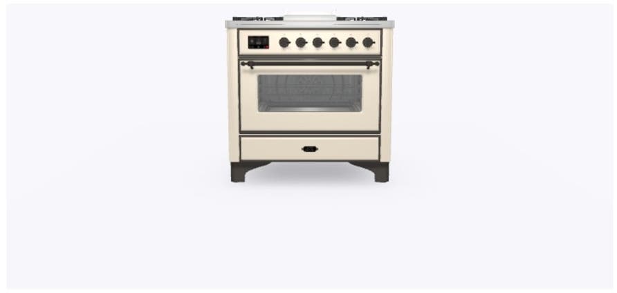 Ilve UM09FDNS3AWBLP Liquid Propane In Antique White W/ Bronze Trim