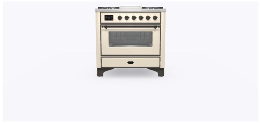 Ilve UM09FDNS3AWBLP 36" Dual Fuel Freestanding Range w/ 6 Sealed Burne...