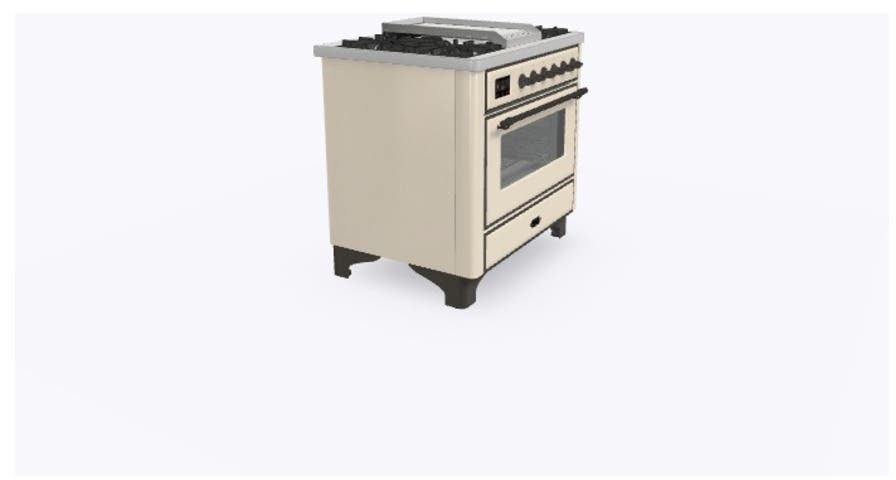 Ilve UM09FDNS3AWBLP Liquid Propane In Antique White W/ Bronze Trim