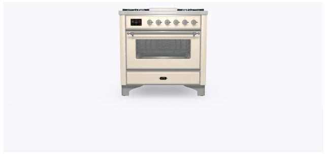 Ilve UM09FDNS3AWCLP 36" Dual Fuel Freestanding Range w/ 6 Sealed Burne...