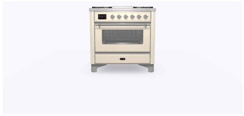 Ilve UM09FDNS3AWCLP 36" Dual Fuel Freestanding Range w/ 6 Sealed Burne...