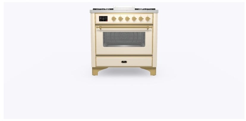 Ilve UM09FDNS3AWGLP 36" Dual Fuel Freestanding Range w/ 6 Sealed Burne...