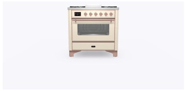 Ilve UM09FDNS3AWPLP 36" Dual Fuel Freestanding Range w/ 6 Sealed Burne...