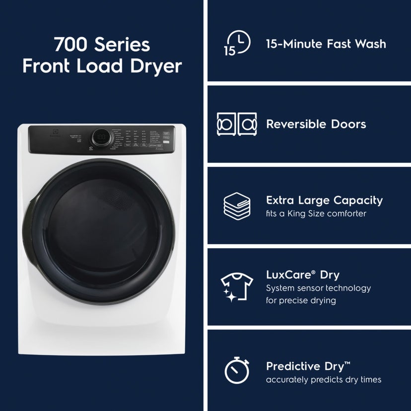 Electrolux ELFE7738AW 27 Inch Front Load Electric Dryer Freestanding: Wh...