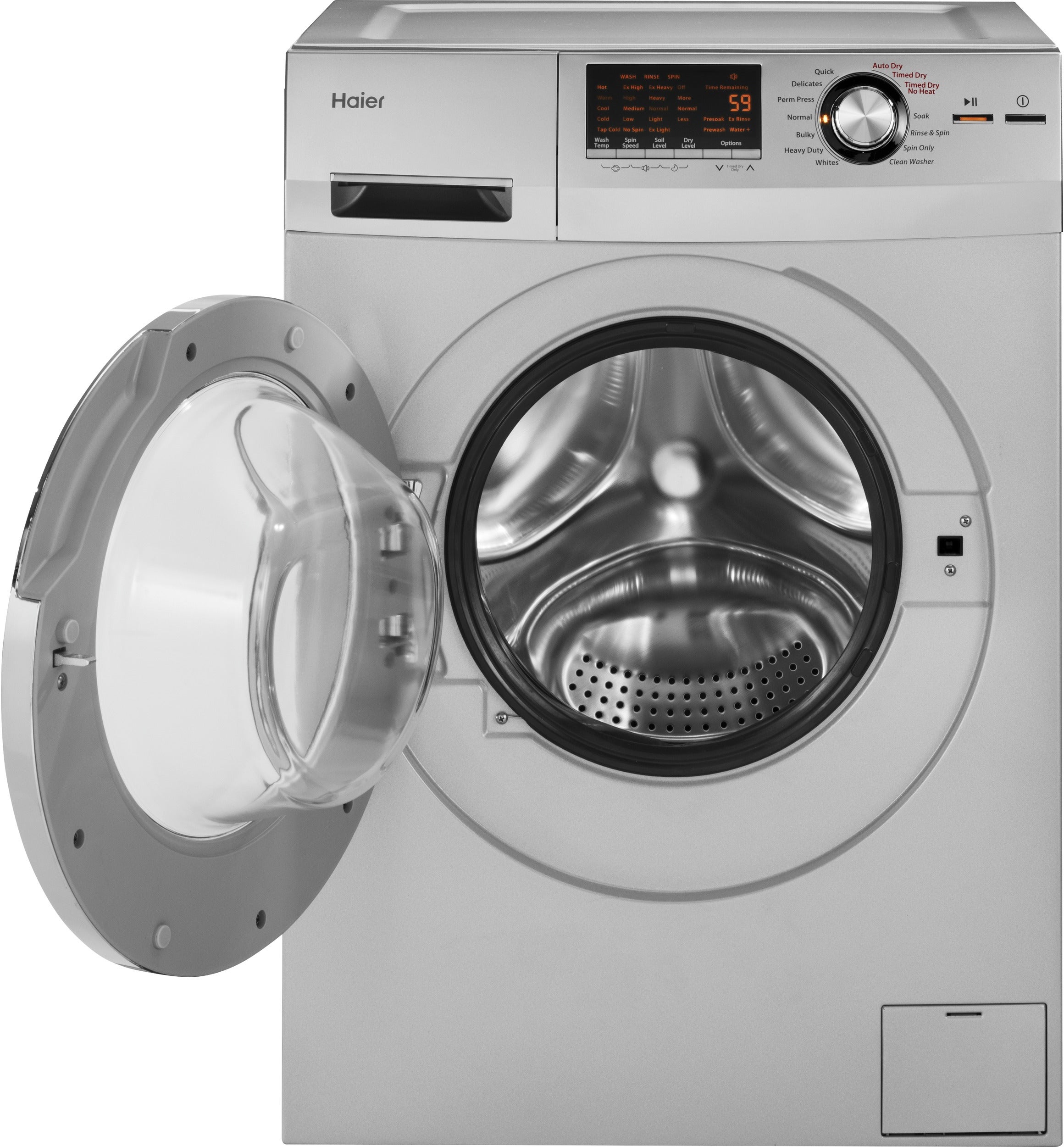 Haier HLC1700AXS 24 Inch Washer/Dryer Combo Silver | Plesser's
