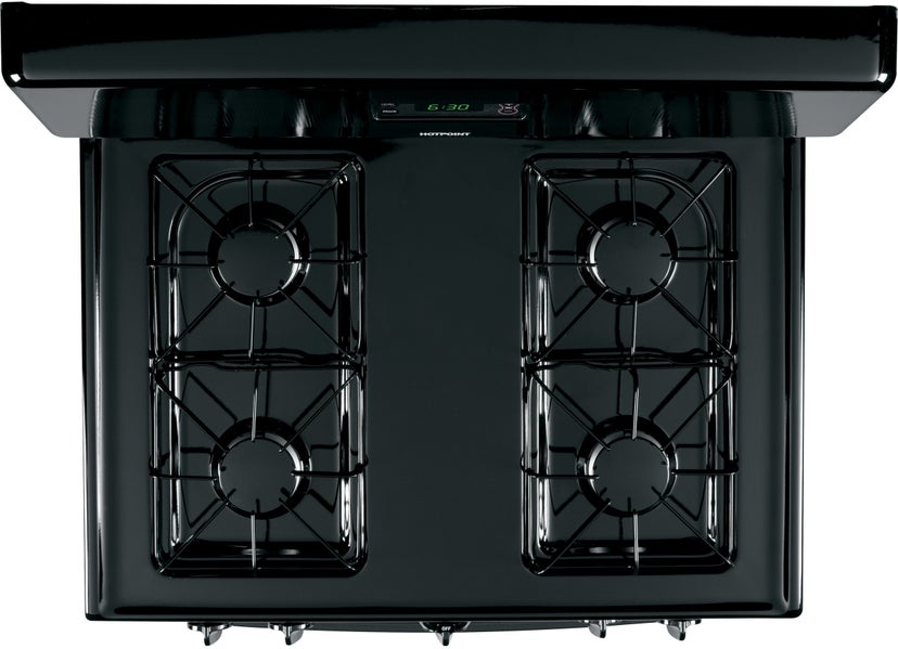 Hotpoint RGB530DETBB 30" Freestanding Gas Range with 4 Sealed Burners, ...