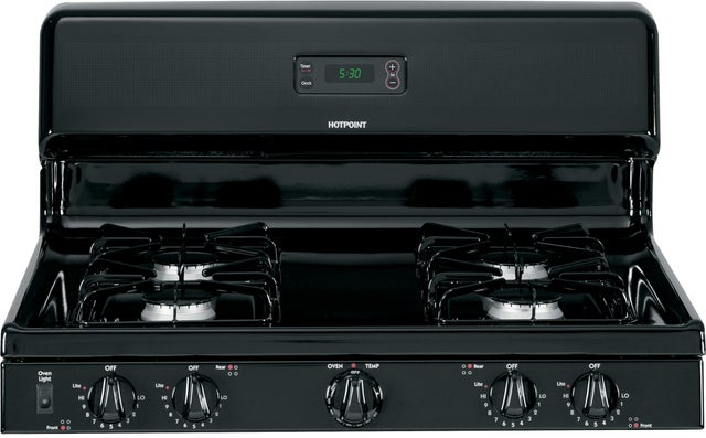 Hotpoint RGB530DETBB 30" Freestanding Gas Range with 4 Sealed Burners, ...
