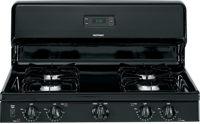 Hotpoint RGB530DETBB 30" Freestanding Gas Range with 4 Sealed Burners, ...