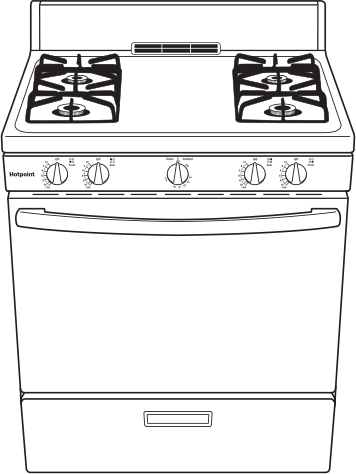 Hotpoint RGBS100DMWW 30 Inch Freestanding Gas Range with 4 Burners: Whi...