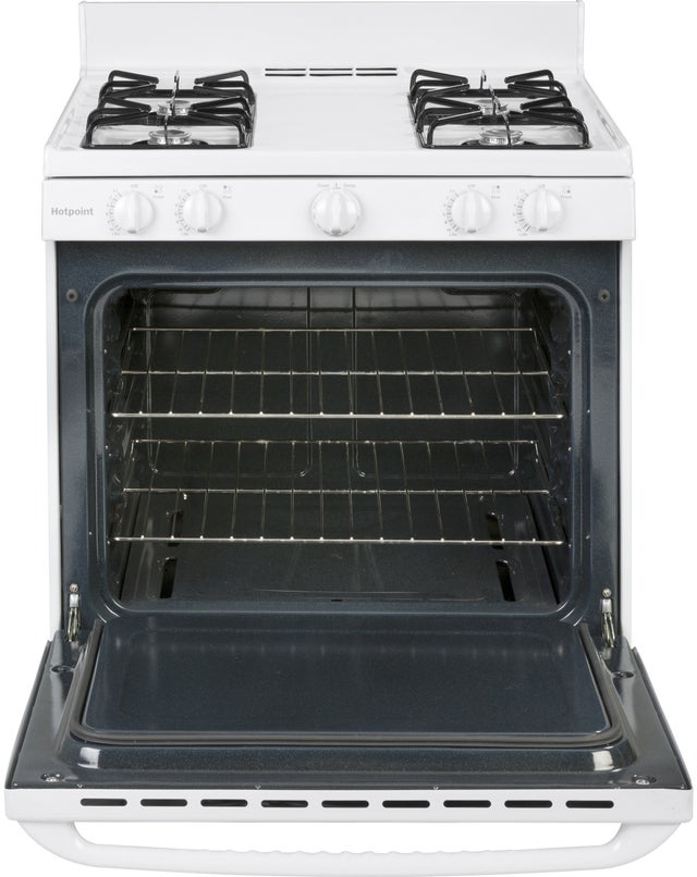 Hotpoint RGBS100DMWW 30 Inch Freestanding Gas Range with 4 Burners: Whi...