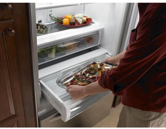 KitchenAid KBRC36FTS 36" Built-In Bottom-Freezer Refrigerator with Glas...