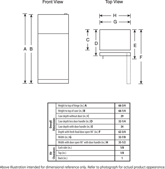 GE GIE21GTHWW 33 Inch, 21.1 Cu. Ft. Freestanding Top Freezer Ref...