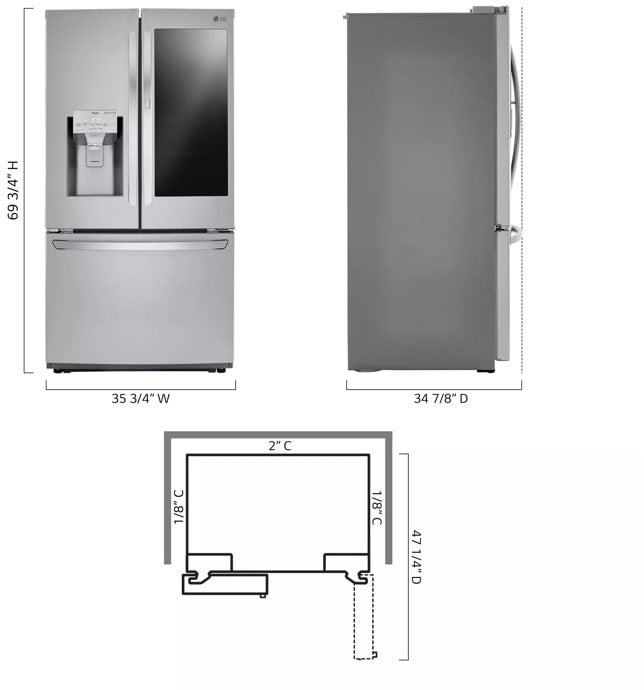 LG LFXS26596S 36 Inch, 26 Cu. Ft. French Door Refrigerator with ...