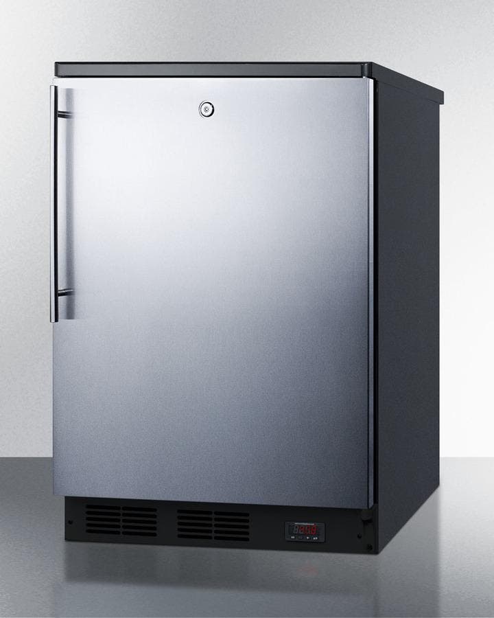 Summit FF7LBLPUBSSHV Stainless Door, Vertical Thin Handle