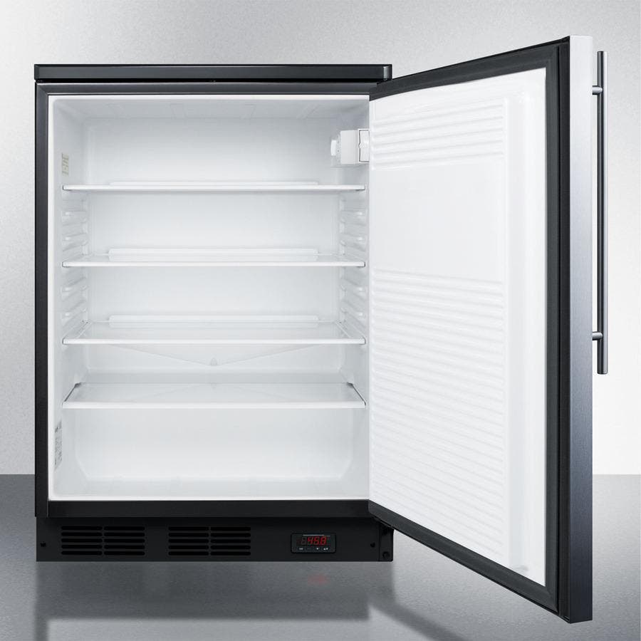 Summit FF7LBLPUBSSHV Stainless Door, Vertical Thin Handle