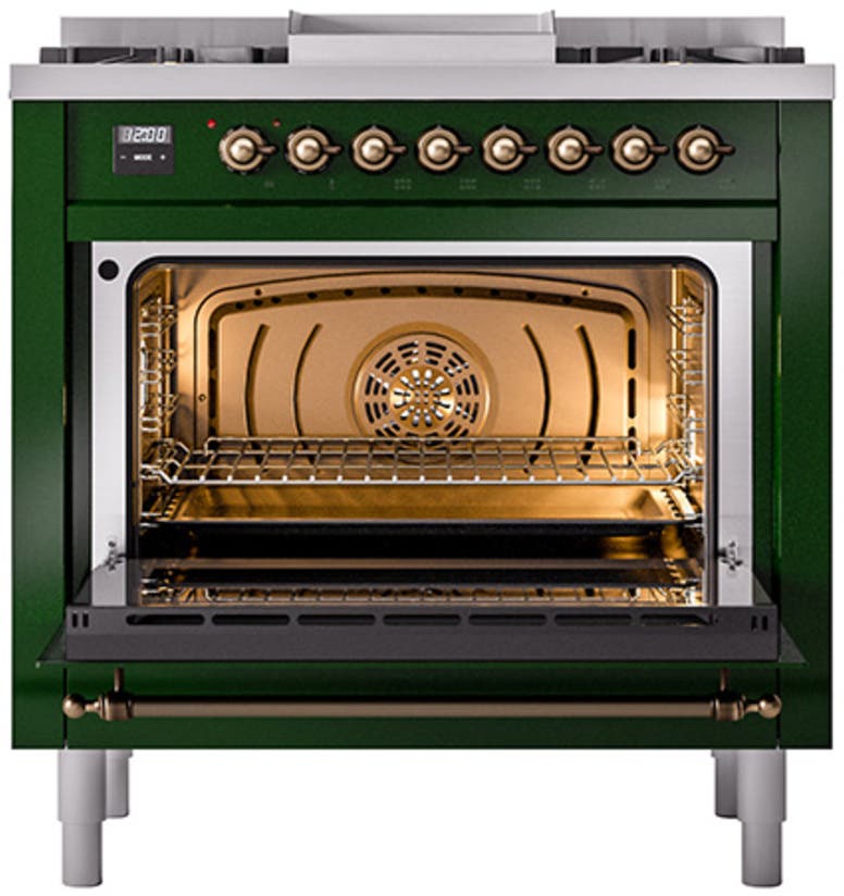 Ilve UP36FQNMPEGBLP Emerald Green With Bronze Trim, Lp
