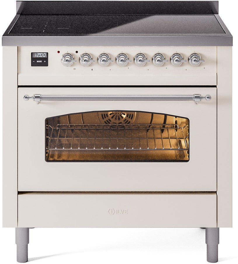 Ilve UPI366NMPAWC 36 inch All Electric Range: Antique White Chro