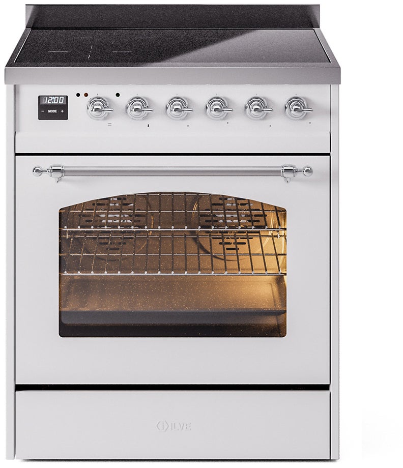 Ilve UPI304NMPWHC 30 inch All Electric Range: White Chrome