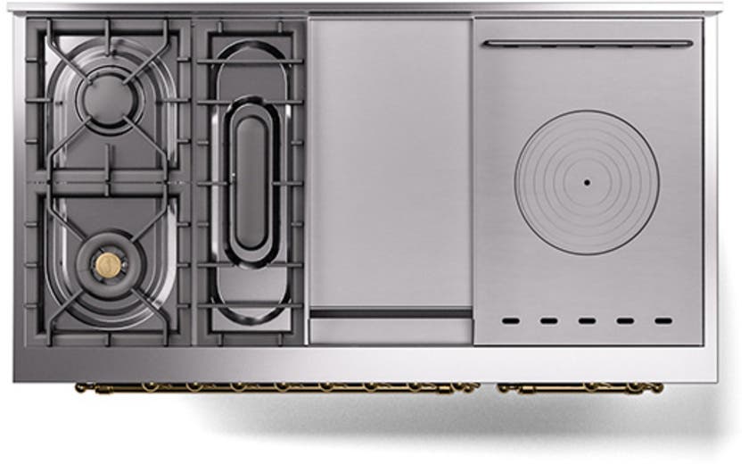 Ilve UN48FSQNMPMGG Graphite Matte With Brass Knobs, Natural Gas