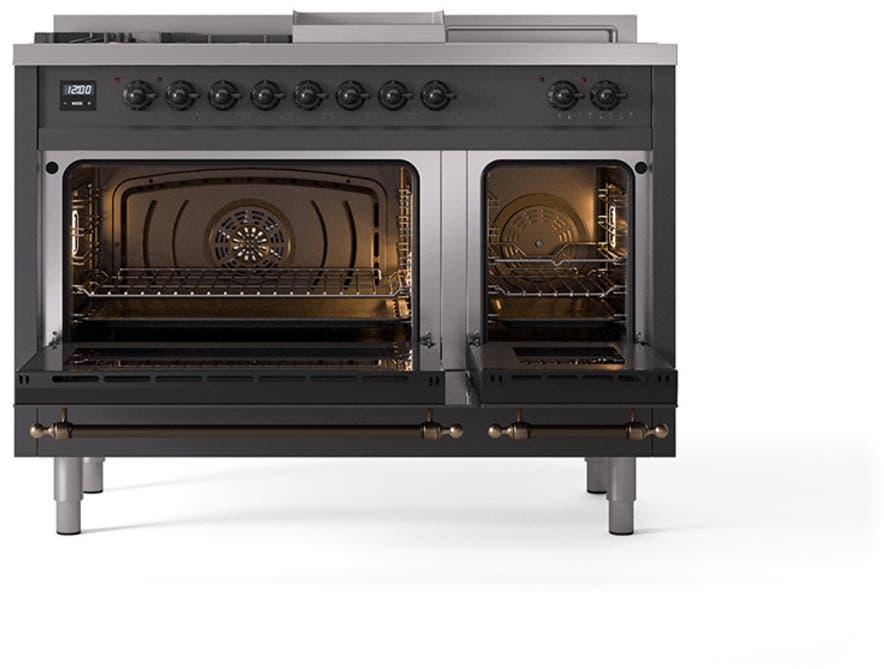 Ilve UN48FSQNMPMGB Graphite Matte With Bronze Knobs, Natural Gas