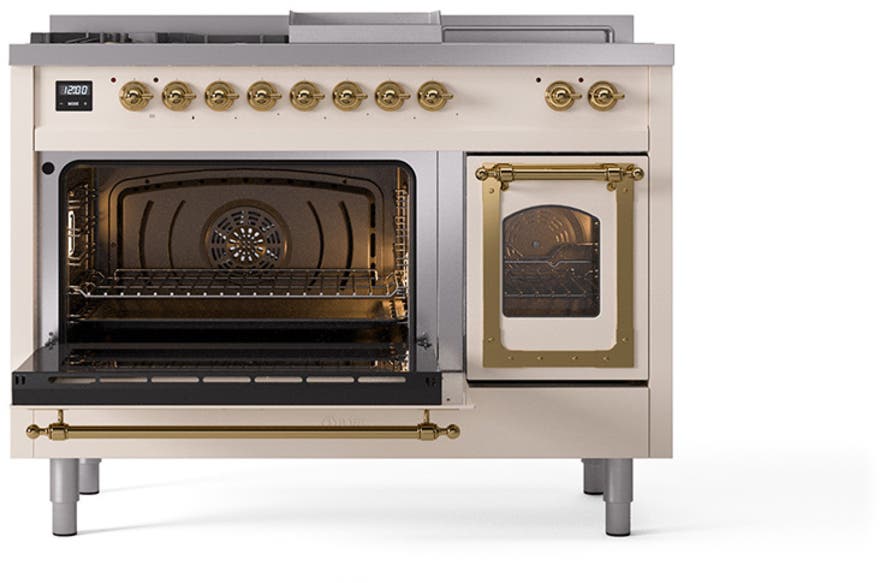 Ilve UN48FSNMPAWG Antique White With Brass Knobs, Natural Gas