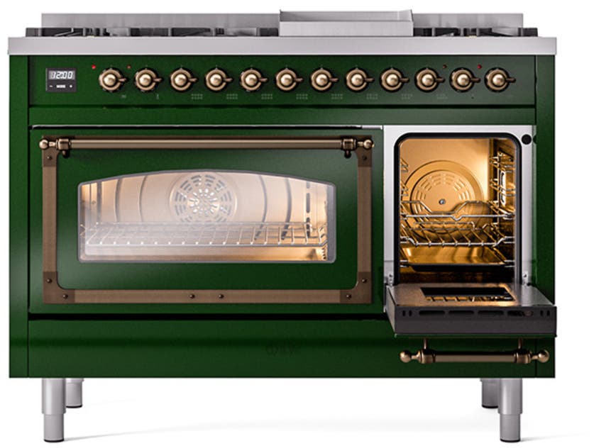 Ilve UN48FNMPEGB Emerald Green With Bronze Knobs, Natural Gas