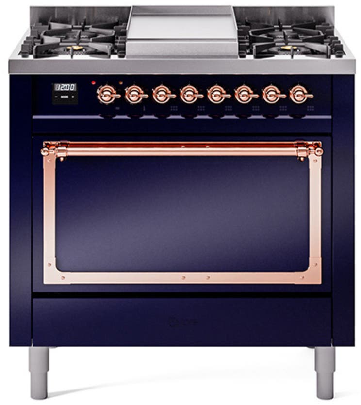 Ilve UN36FQNMPMBP Midnight Blue With Copper Knobs, Natural Gas