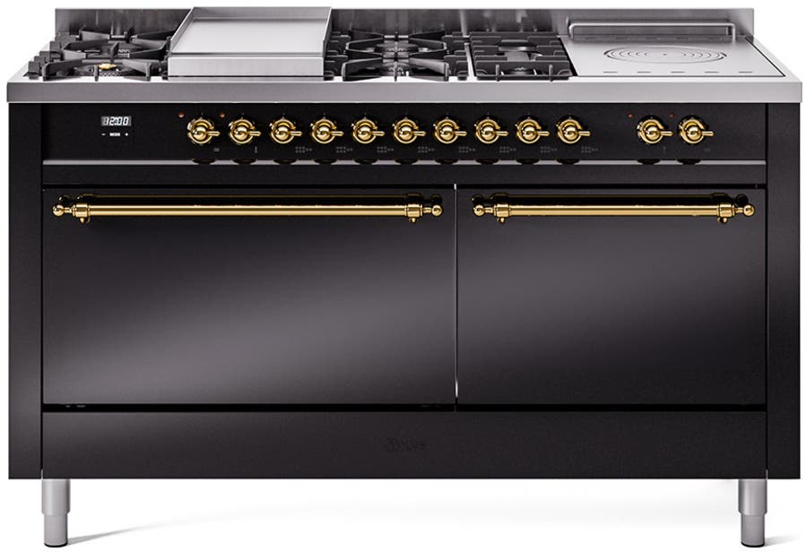 Ilve UP60FSQNMPBKG Glossy Black With Brass Trim