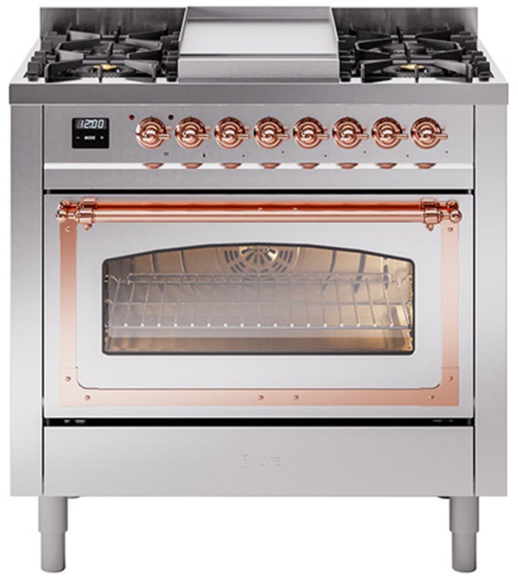Ilve UN36FNMPSSP Stainless Steel With Copper Knobs, Natural Gas