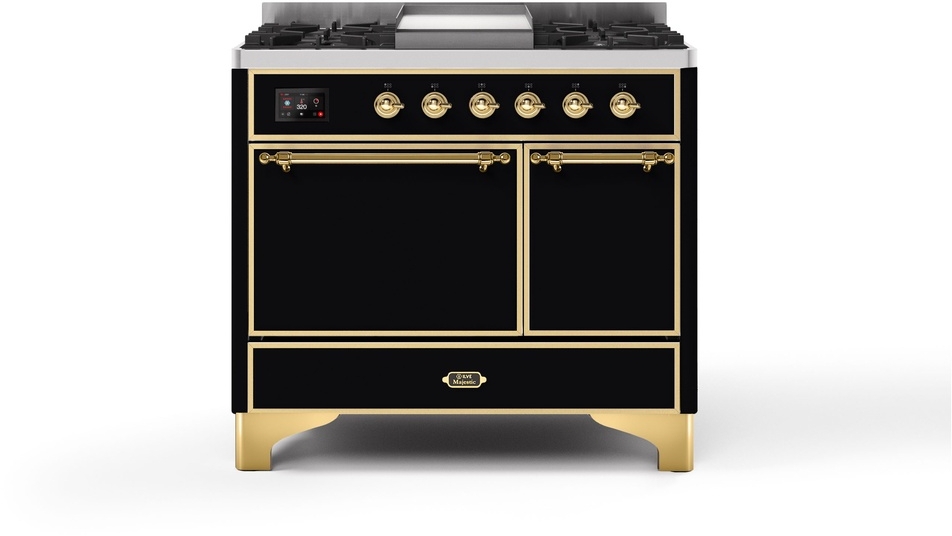 Ilve UMDI10QNS3BKG Glossy Black W/ Brass Trim