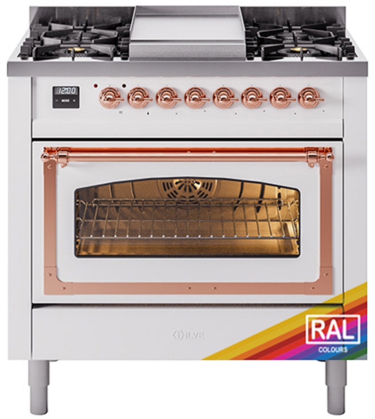 Ilve UN36FNMPRAPLP Ral Custom Color With Copper Knobs, Liquid Propane