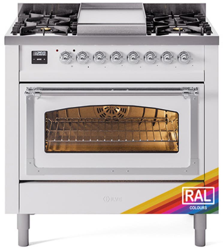 Ilve UN36FNMPRACLP Ral Custom Color With Chrome Knobs, Liquid Propane